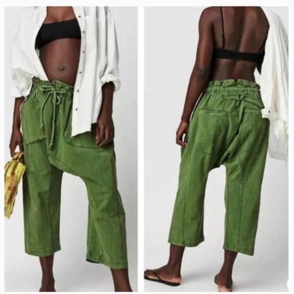 Free People Runyon Oversized Harem Pants Green Size S - Picture 3 of 7
